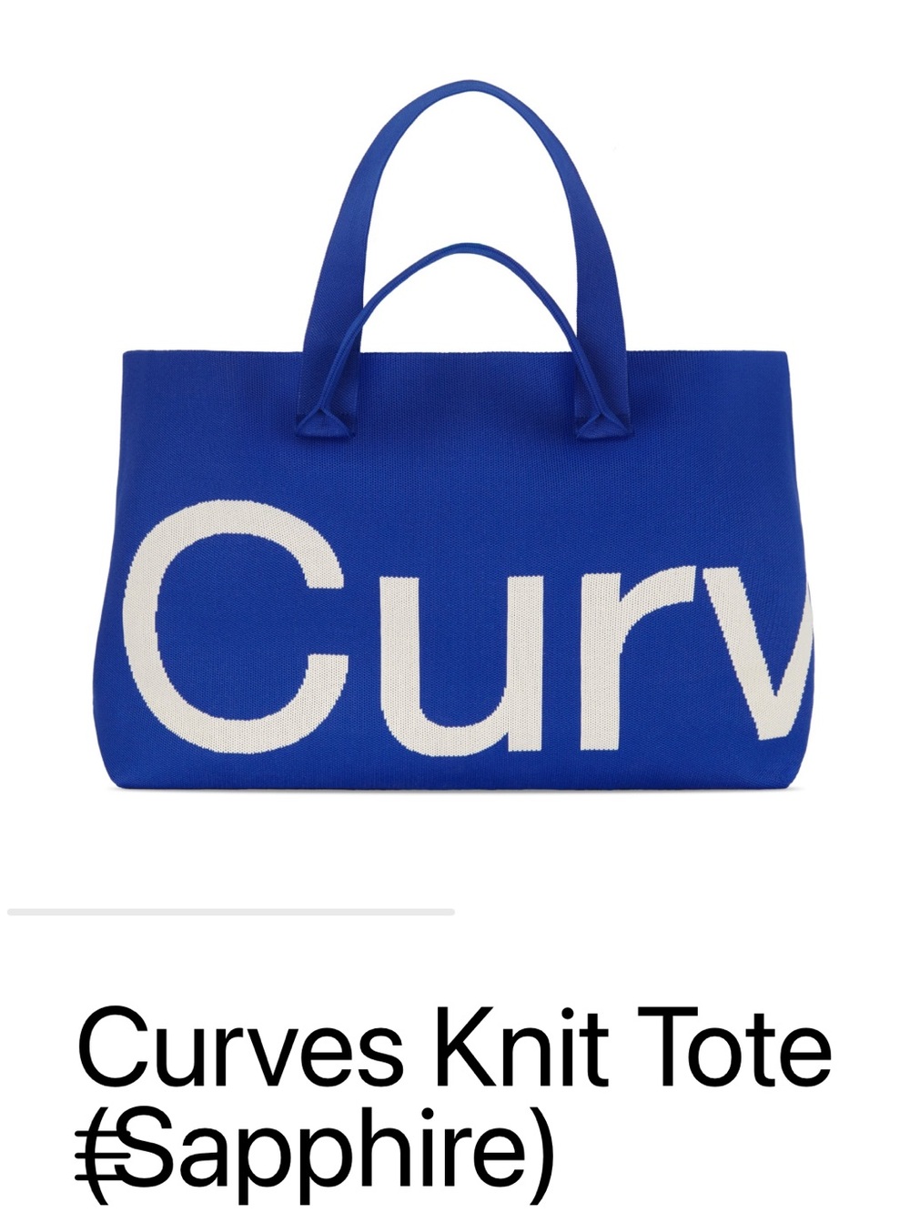 Sapphire Knit Curves Tote - Branded Lettering Shopper